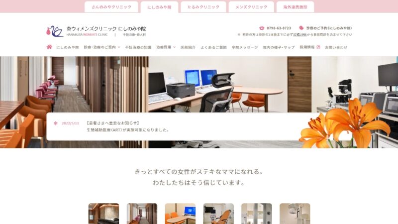 英ウィメンズクリニック にしのみや院 WEBサイト